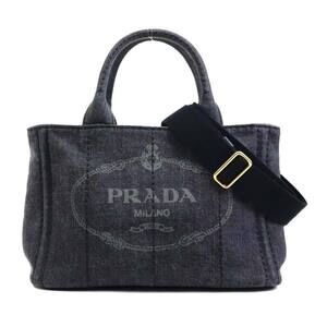 Prada Canapa Denim Shoulder Bag Black